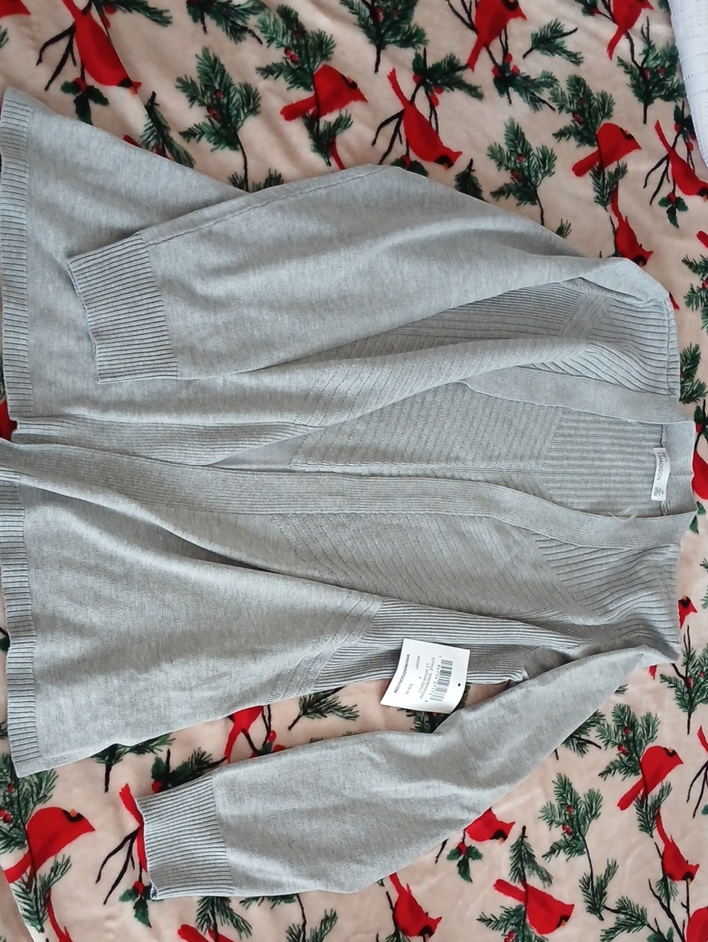89th & Madison Silver Ribbed Open Cardigan